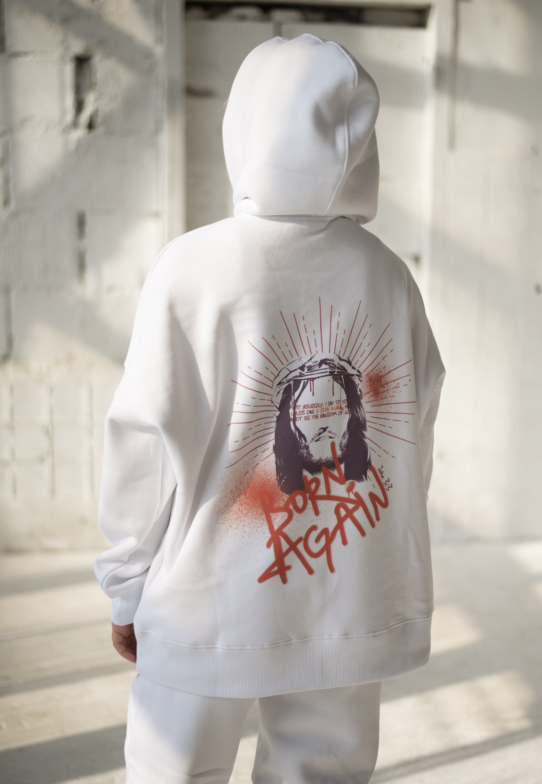 DSC_8471 White christian hoodie "Born Again"